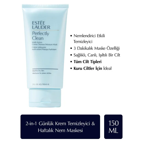 Estee Lauder Perfectly Clean Multi-Action Cream Cleanser 150 ml Yüz Temizleme Kremi - Görsel 4