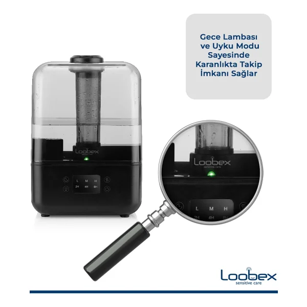 Loobex ME-A205B Siyah Hava Nemlendirici Buhar Makinesi - Görsel 2
