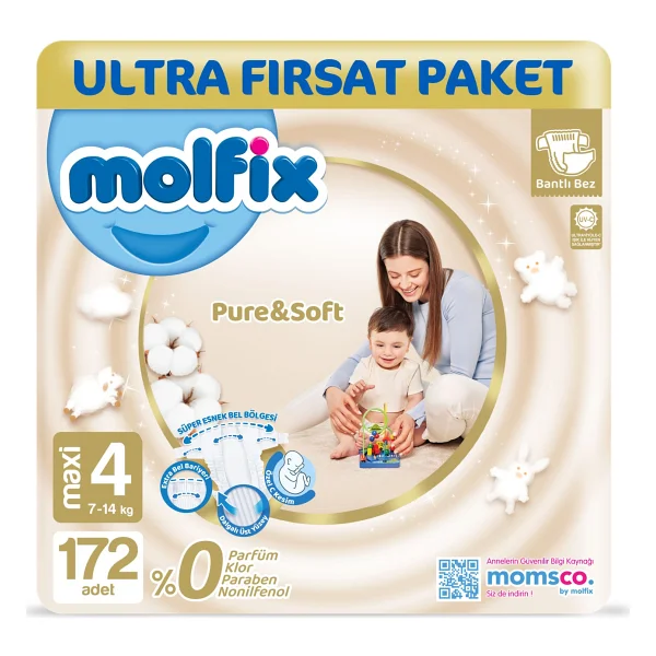 Molfix Pure&Soft 4 Numara Maxi 172'li Bebek Bezi - Görsel 5