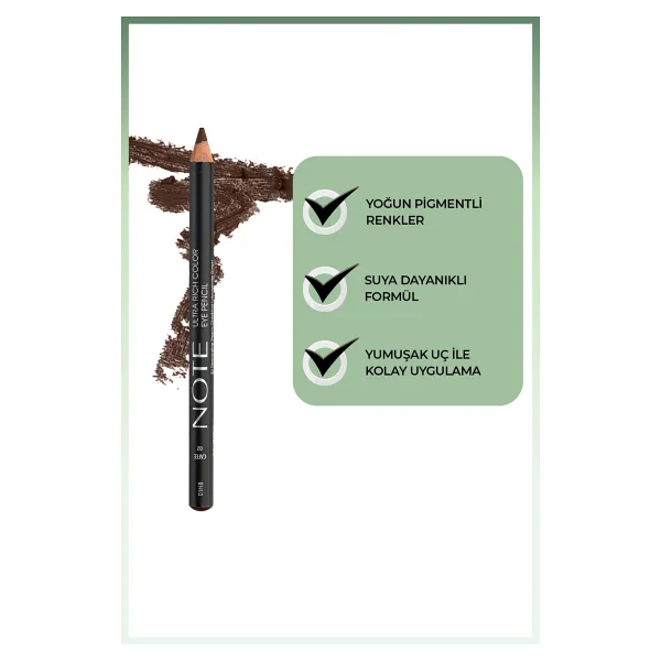 Note Ultra Rich Color Eye Pencil 02 Cafee Göz Kalemi - Görsel 2