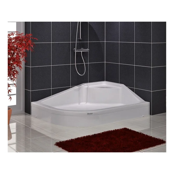 Shower Asimetrik Oval Oturmalı Duş Teknesi 90x100 - Görsel 5