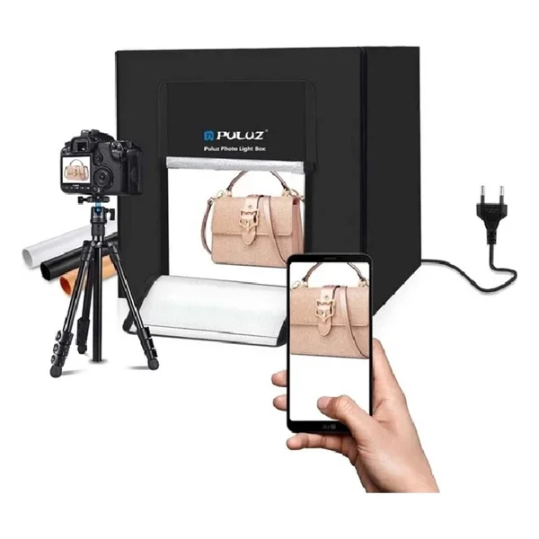 DP Puluz Profesyonel 80 x 80 cm LED Işıklı Ürün Fotoğraf Çekim Çadırı Katlanabilir Portatif - Görsel 5