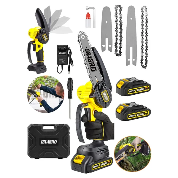 Dragro Alman 88 V 5 Ah Akülü Dal Kesme Budama Testere Bıçkı Makinesi Çift Akülü -Yellow -15 cm Drg-Yellow-Akülü-Budama-15-Cm - Görsel 2