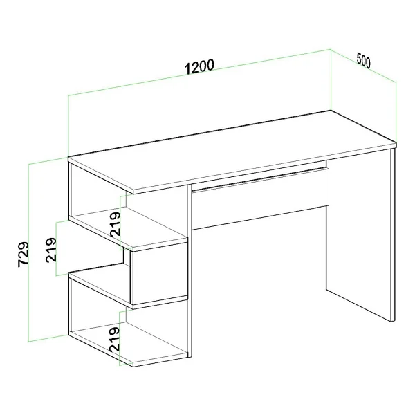 Evdemo Leo 50x120 cm Kitaplıklı Çalışma Masası - Görsel 5