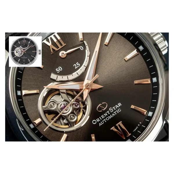 Orient Star Open Heart Semi Skeleton RE-AT0007N00B Deri Kordon Siyah Erkek Kol Saati - Görsel 4