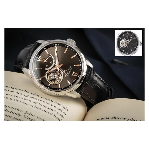 Orient Star Open Heart Semi Skeleton RE-AT0007N00B Deri Kordon Siyah Erkek Kol Saati - Görsel 5
