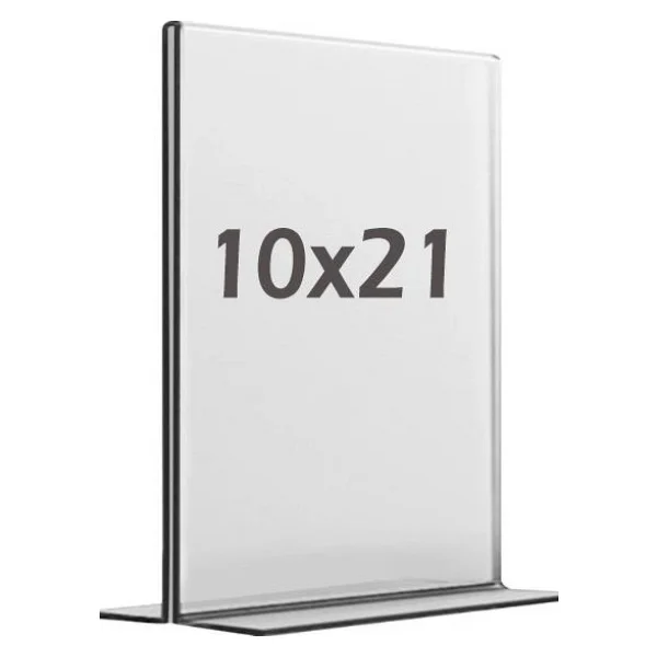Best Reklam 10x21 cm T Tipi Dikey Şeffaf Pleksi Föylük Menü Broşür Etiketlik Fiyatlık Fotoğraflık Masaüstü Stand Sehpa Sunum - Görsel 6