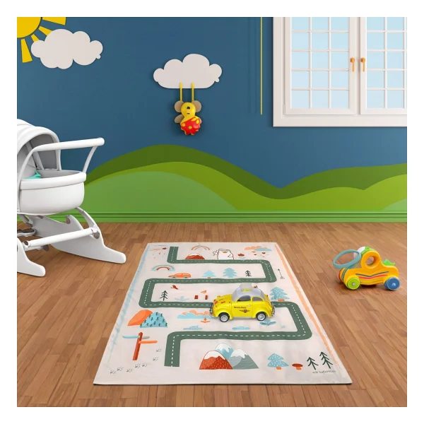 Safemom 90 x 145 cm Aktivite Bebek Çocuk Oyun Halısı Oyun Matı Snow - 90 x 140 cm - Bej - Görsel 4