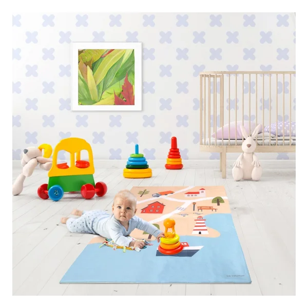 Safemom 90 x 145 cm Aktivite Bebek Çocuk Oyun Halısı Oyun Matı - Lake - 90 x 140 cm - Göl Mavisi - Görsel 4