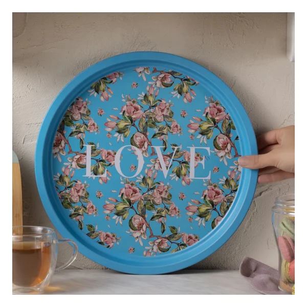 Karaca Love Metal Yuvarlak Tepsi 35 cm - 1 Adet - Görsel 2