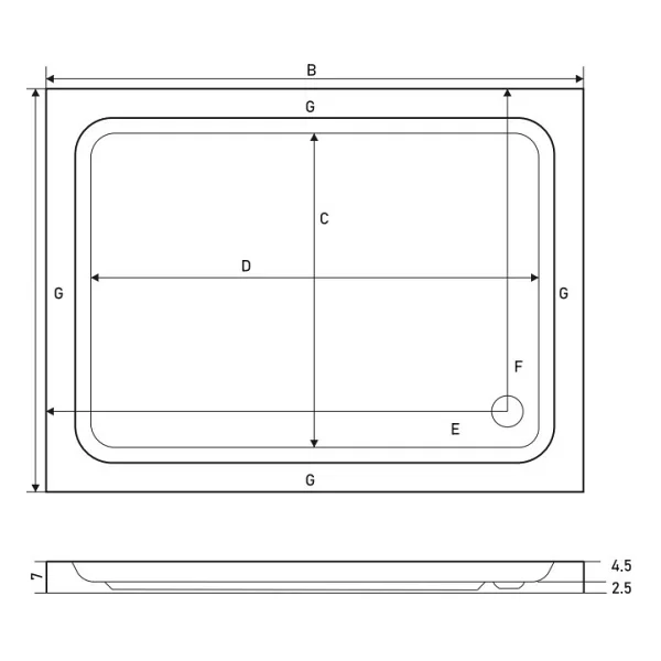 Shower Dikdörtgen Flat Duş Teknesi 90x110 - Görsel 2