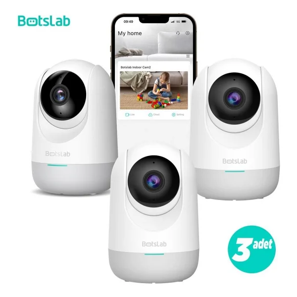 Botslab 360+ C211 2K Pro Small Bundle WiFi 360° Akıllı Güvenlik Kamerası Bebek Monitörü Evcil Hayvan Kamerası İç Mekan Kamerası IP Kamera 3'Lü Paket (Distribütör Garantili) - Görsel 6