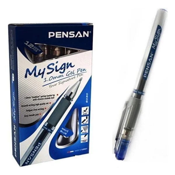 Pensan My Sign 1.0 mm 12'li Mavi Jel Roller Kalem - Görsel 2