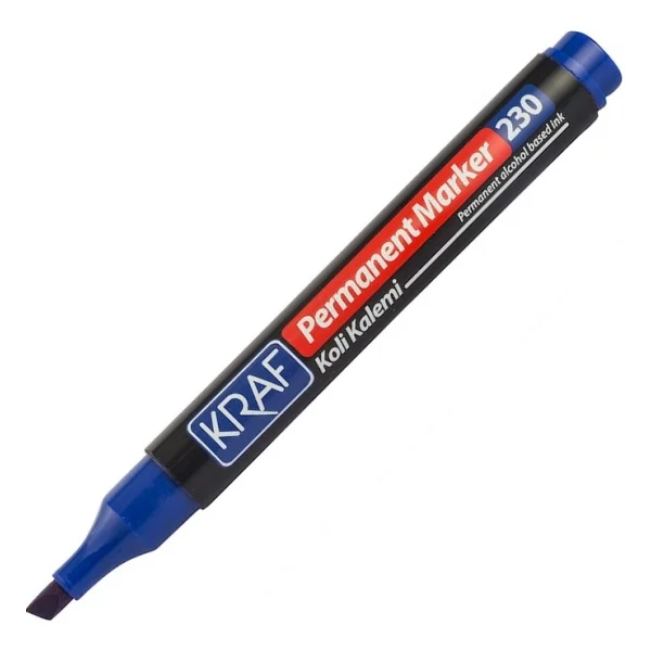 Kraf 230 Mavi Kesik Uç Permanent Marker Kalem - Görsel 4