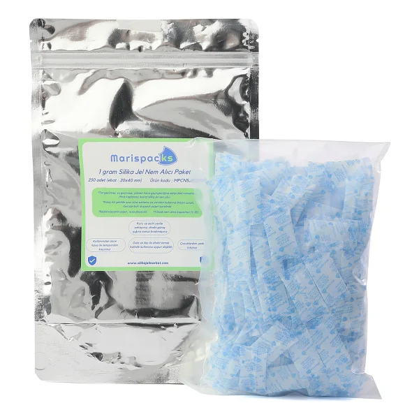 Marispacks 1 g x 250 adet silikajel nem alıcı paket (aihua paper, metalize doypack ambalajda) - Görsel 6