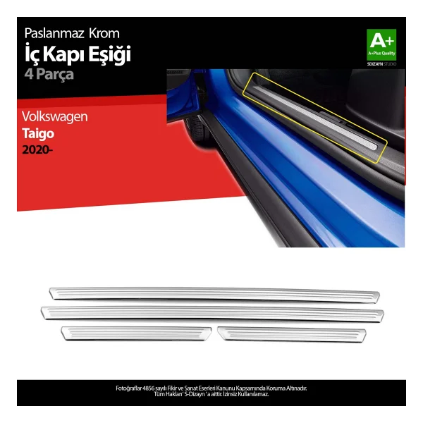 S-Dizayn VW Taigo Krom İç Kapı Eşiği 4 Prç. 2020 Üzeri - Görsel 7