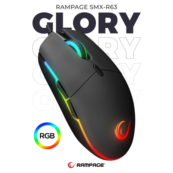 Rampage SMX-R63 GLORY RGB Makrolu Ergonomik Optik Kablolu Oyuncu Mouse - Görsel 6