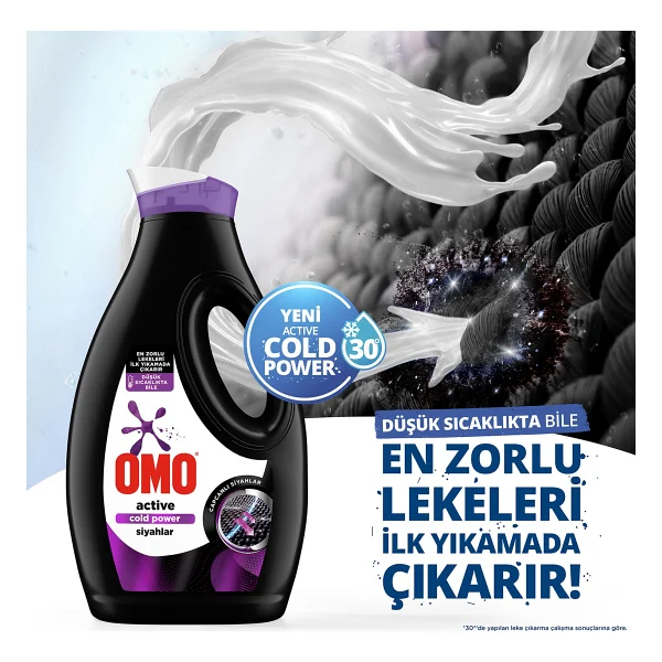 Omo Active Cold Power Siyahlar için Sıvı Deterjan 1.69 lt - Görsel 3