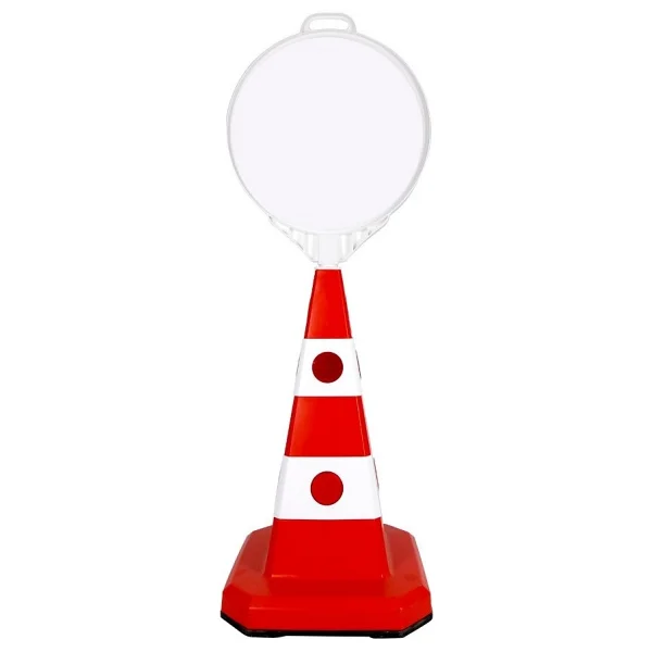 Ultra Kedi Gözlü Ağırlıklı Boş Levhalı Trafik Koni Seti Trafik Dubası (Yuvarlak) - Görsel 4