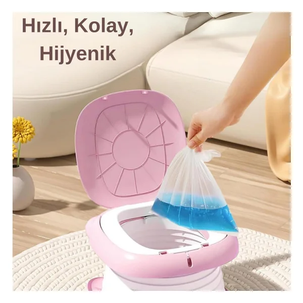 Mooie Baby's Cat Potty Katlanabilir Çocuk Tuvaleti, Çok Fonksiyonlu Taşınabilir Alıştırma Lazımlığı - Pembe - Görsel 3