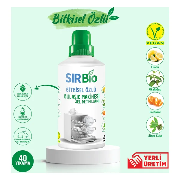 Sır Bio Bitki Özlü Bulaşık Makinesi Jel Deterjanı 40 Yıkama 1 lt - Görsel 6