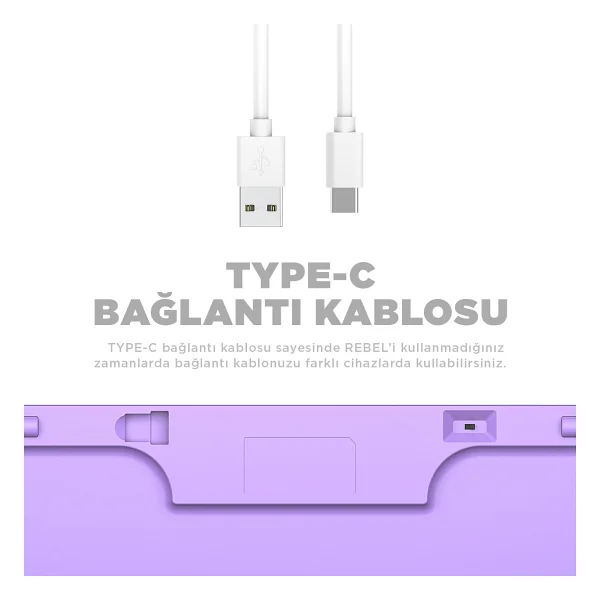 Rampage Rebel TKL İngilizce Red Switch Kablolu Mekanik Oyuncu Klavyesi - Görsel 5