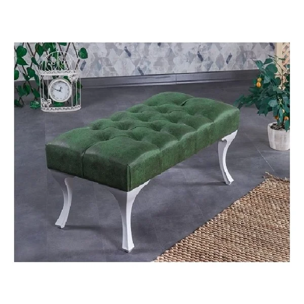 Ünüvar Konsept Dekoratif Dikdörtgen Puf Bench 001- Beyaz - Görsel 2