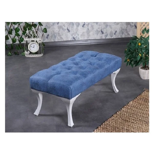 Ünüvar Konsept Dekoratif Dikdörtgen Puf Bench 001- Beyaz - Görsel 4
