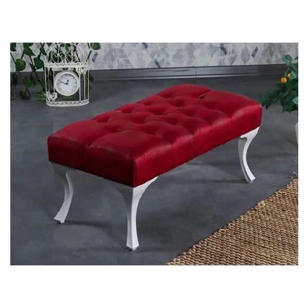 Ünüvar Konsept Dekoratif Dikdörtgen Puf Bench 001- Beyaz - Görsel 7
