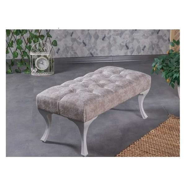 Ünüvar Konsept Dekoratif Dikdörtgen Puf Bench 001- Beyaz - Görsel 8