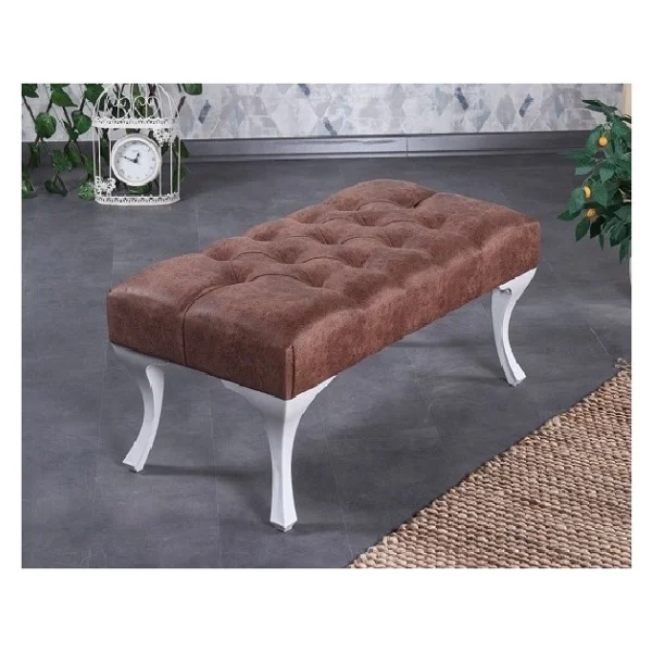 Ünüvar Konsept Dekoratif Dikdörtgen Puf Bench 001- Beyaz - Görsel 6