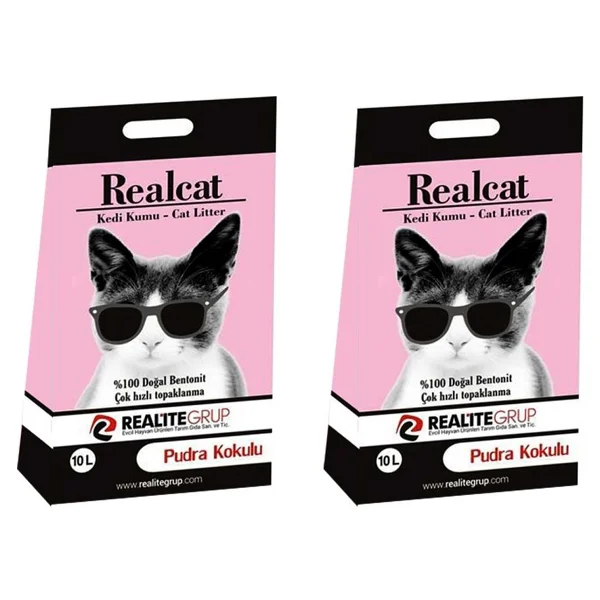Real Cat Topaklanan Pudralı 10 lt 2'li Paket Kedi Kumu - Görsel 3