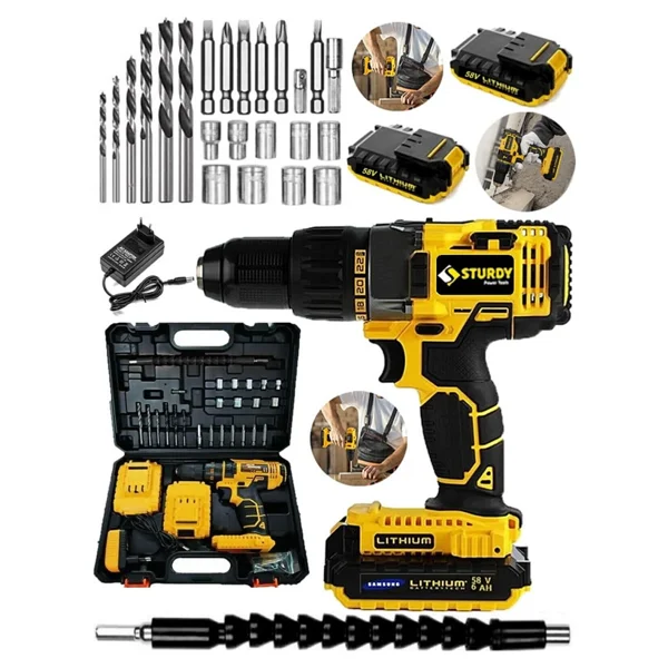 Sturdy 128VF 14 Ah Lıon Çift Akülü Vvtecc Seri Turbo Şarjlı Matkap 27 Parça Uç Setli - Görsel 3
