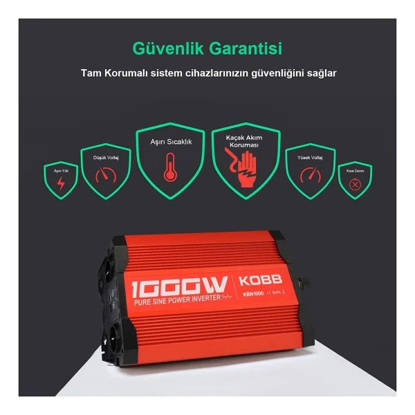 Kobb KBN1000 12 V 220 V 1000 W Tam Sinüs Dönüştürücü İnverter - Görsel 6