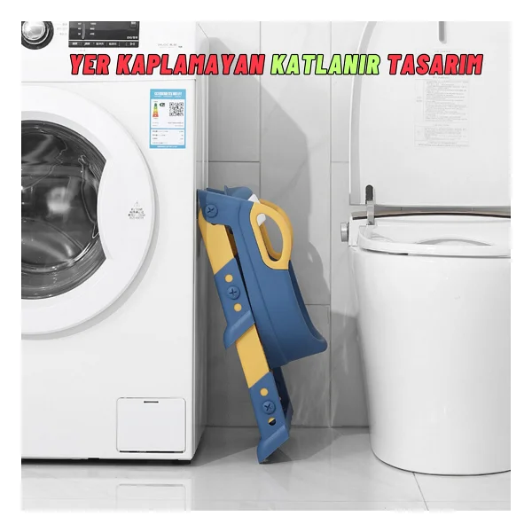 Dekohop Çocuk Merdivenli Klozet Adaptörü Yükseklik Ayarlı Pratik Tuvalet Eğitici Klozet Oturak - Görsel 3