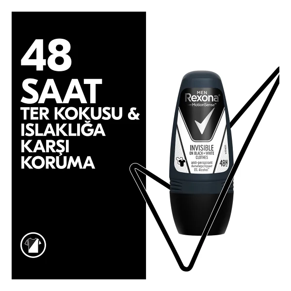 Rexona Men Invisible Black & White 50 ml Erkek Roll-On Deodorant - Görsel 7