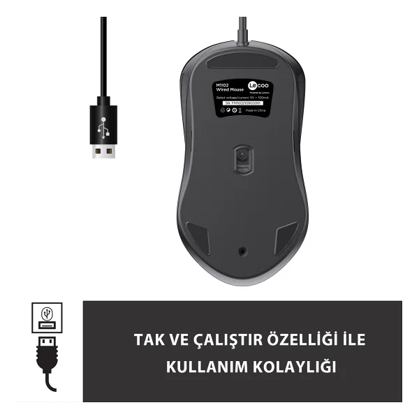 Lenovo Lecoo M1102 Optik Kablolu Mouse - Görsel 3