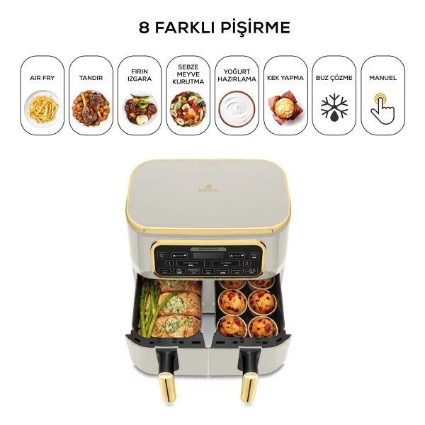 Karaca Air Pro Cook Duo Tandır XXXL 8 lt Stargold Yağsız Fritöz - Görsel 8