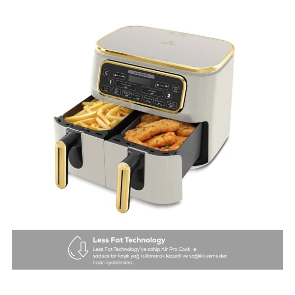 Karaca Air Pro Cook Duo Tandır XXXL 8 lt Stargold Yağsız Fritöz - Görsel 9