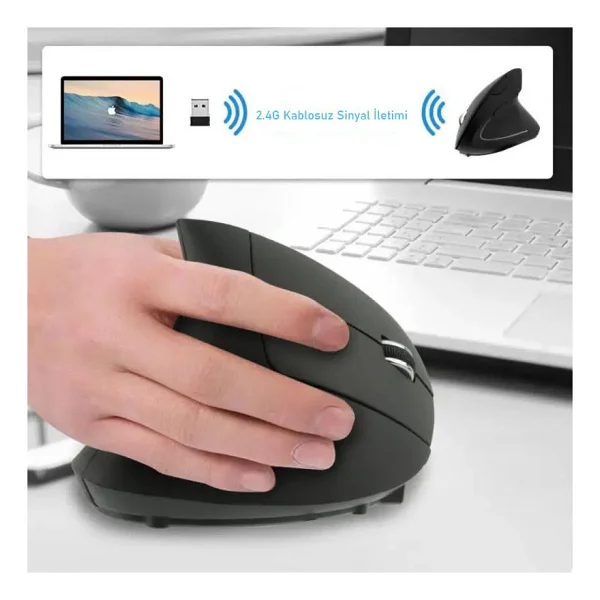 Techtic Kablosuz Oyuncu Mouse Bilek Destekli Ergonomik Dikey Mouse Vertical Mouse Fare Gamer 1600 Dpı - Siyah - Görsel 6
