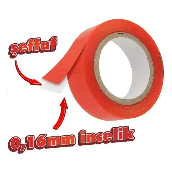 Çift Taraflı Polyester Bant 140 Derece Isıya Dayanıklı 15mmX5mt-0,16mm İncelik - Görsel 5