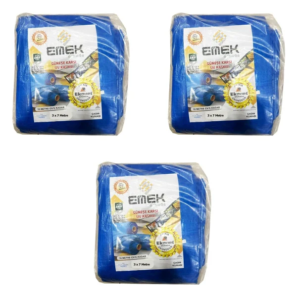 Emek Çadır Kumaşı Branda Tente UV Güneşlik Gölgelik Koruma Yağmur Su Geçirmez - 3x7 Metre - 3 Paket - Görsel 7