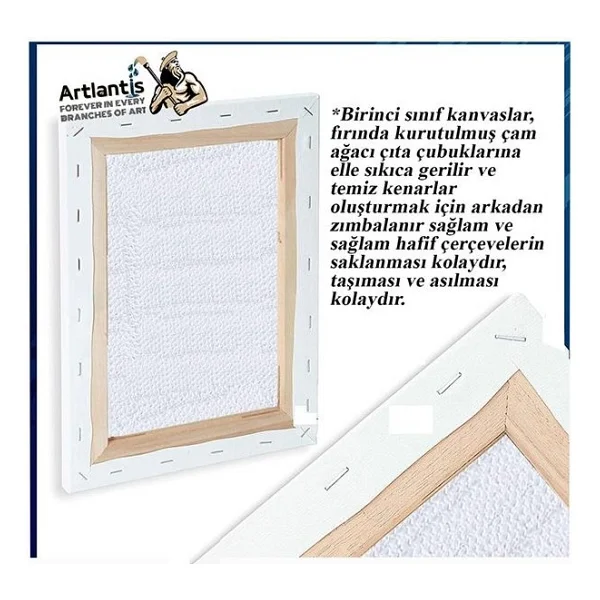 Artlantis Guaj Boya Hobi Boyama Seti 1 Paket 35x50 cm Tuval 12 li Guaj Boya Tüp Resim Paleti Fırça Seti 6 lı - Görsel 2
