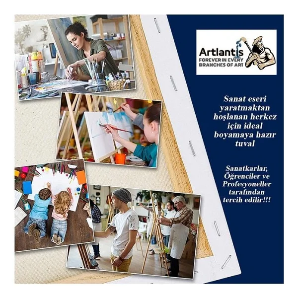 Artlantis Guaj Boya Hobi Boyama Seti 1 Paket 35x50 cm Tuval 12 li Guaj Boya Tüp Resim Paleti Fırça Seti 6 lı - Görsel 3