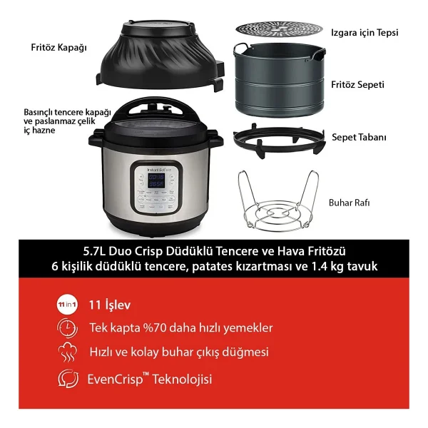 Instant Pot Duo Crisp 11in1 7.6 lt Çok Amaçlı Pişirici - Görsel 5