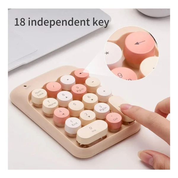 Mi7a Kablosuz Wıreless Numeric Keypad 18 Tuşlu Sayısal Klavye Numpad - Kahverengi - Görsel 2