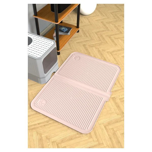 Ata Home Silikon Mama ve Kum Matı Havuzlu Yıkanabilir Kedi Tuvaleti Önü Kedi Kumu Paspası Büyük Boy 40 x 60 cm - Gri - Görsel 5