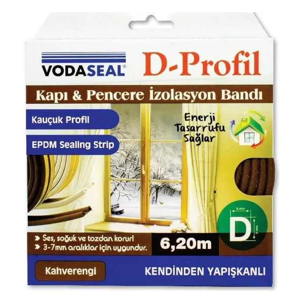 Vodaseal D Profil Kapı Ve Pencere Izolasyon Bandı 6.20 Mt. - Kahverengi - Görsel 9