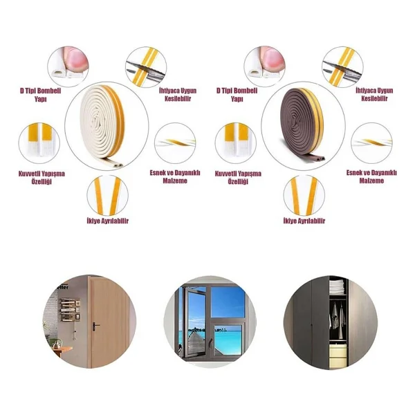 Vodaseal D Profil Kapı Ve Pencere Izolasyon Bandı 6.20 Mt. - Kahverengi - Görsel 4