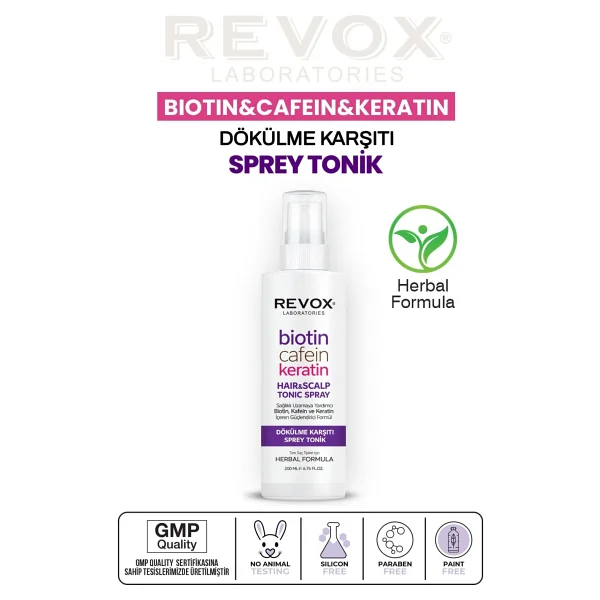 Revox Biotin KafeinKeratin Içeren Saç Sağlıklı Uzamaya Yardımcı Sprey Tonik 200 Ml - Görsel 7